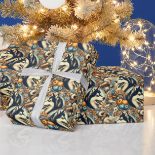 Papel De Regalo Ilustracion Husky retro siberiano