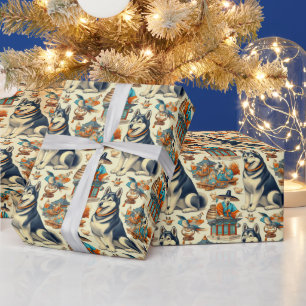 Papel De Regalo Ilustracion Jindo Perro Coreano Vintagae