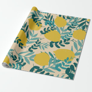Papel De Regalo ilustracion. limones de fondo y hojas