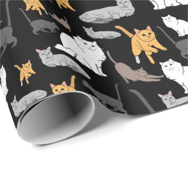 Papel De Regalo Ilustracion lindo del modelo de los gatos en fondo (Esquina del rollo)