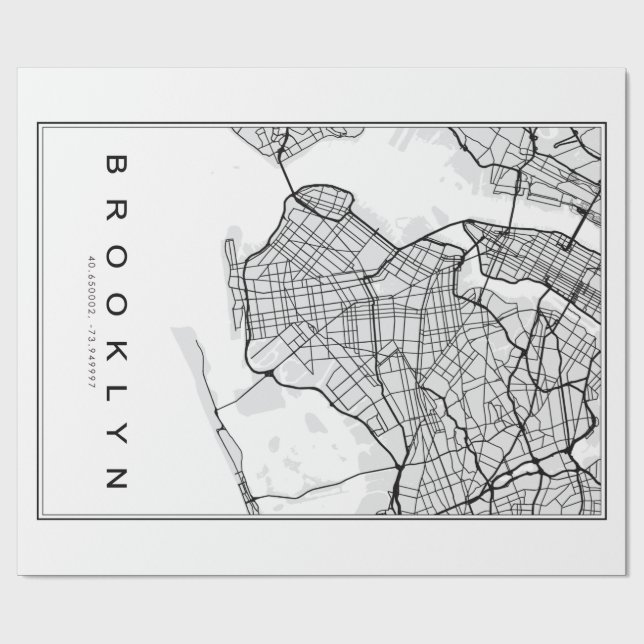 Papel De Regalo Ilustracion Mapa de Brooklyn (Superficie plana)