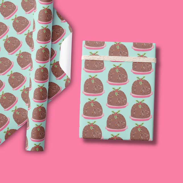 Papel De Regalo Ilustración moderna de pudín de Navidad alegre (Cute 'My Little Pudding' Christmas wrapping paper)
