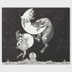 Papel De Regalo Ilustración Nocturna del Dios del Universo de la L