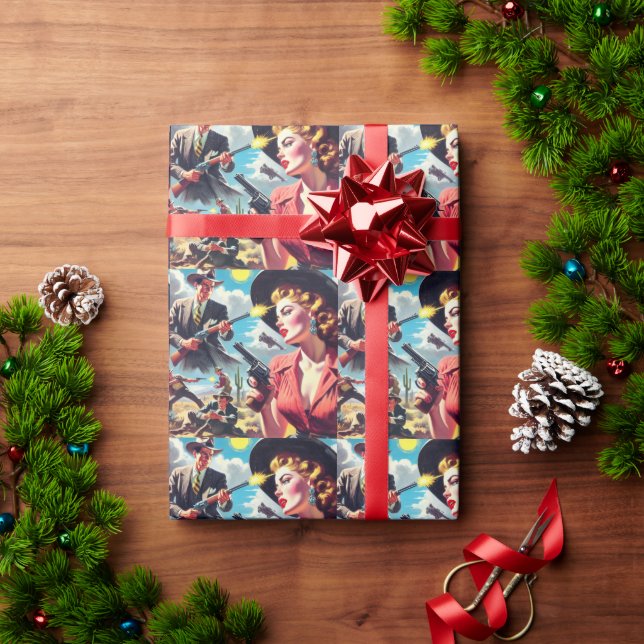 Papel De Regalo Ilustracion occidental de pulpa de época (Regalo de vacaciones)