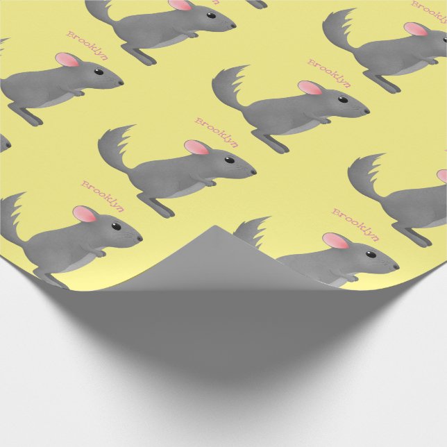 Papel De Regalo Ilustracion personalizado chinchilla gris suave (Esquina)