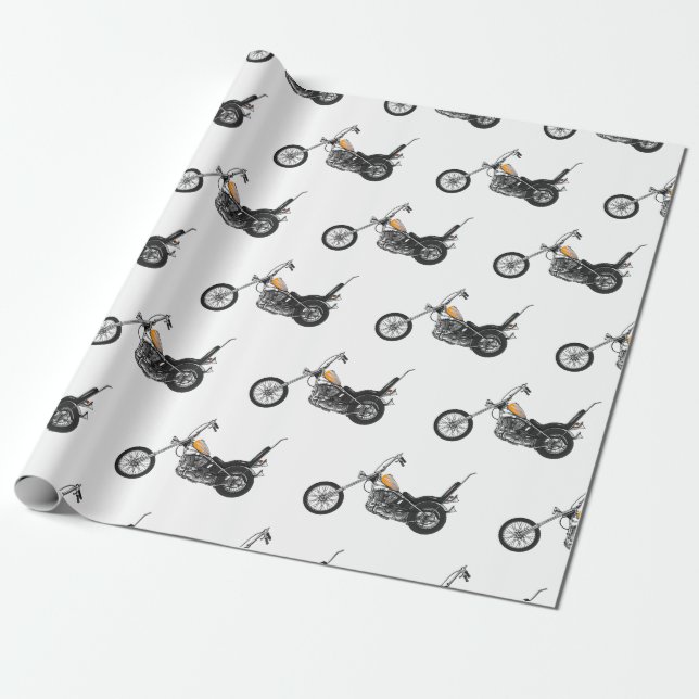 Papel De Regalo Ilustracion personalizado Chopper Motorcycle 1950 (Desenrollado)