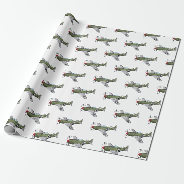 Papel De Regalo Ilustracion personalizado de avión militar (Desenrollado)