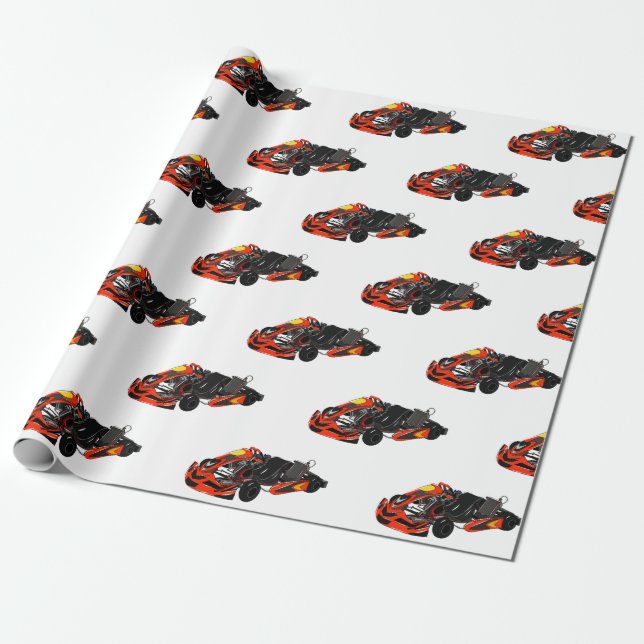 Papel De Regalo Ilustracion personalizado de carreras de Kart (Desenrollado)