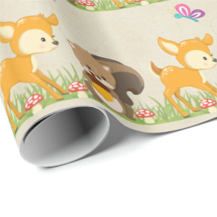 Papel De Regalo Ilustracion Personalizado de criaturas de bosques