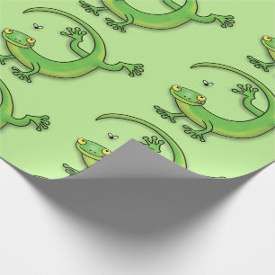 Papel De Regalo Ilustracion personalizado de lagarto verde lindo