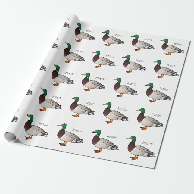 Papel De Regalo Ilustracion personalizado de pato mallard (Desenrollado)