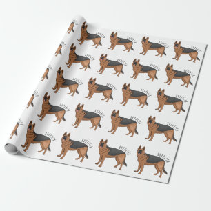 Papel De Regalo Ilustracion personalizado de perro pastor alemán