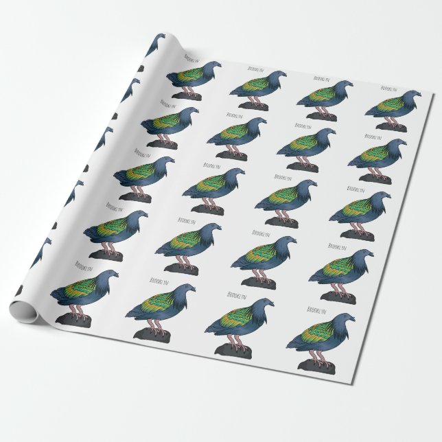 Papel De Regalo Ilustracion personalizado de pichón de Nicobar (Desenrollado)