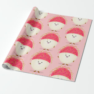 Papel De Regalo Ilustracion personalizado de rambután rosa suave