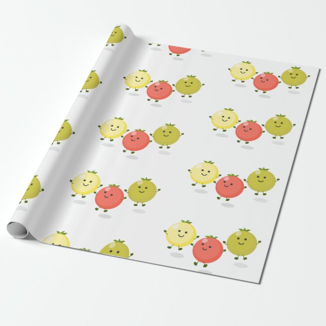 Papel De Regalo Ilustracion personalizado de tomates de cerezo (Desenrollado)