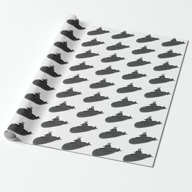 Papel De Regalo Ilustracion personalizado submarino (Desenrollado)