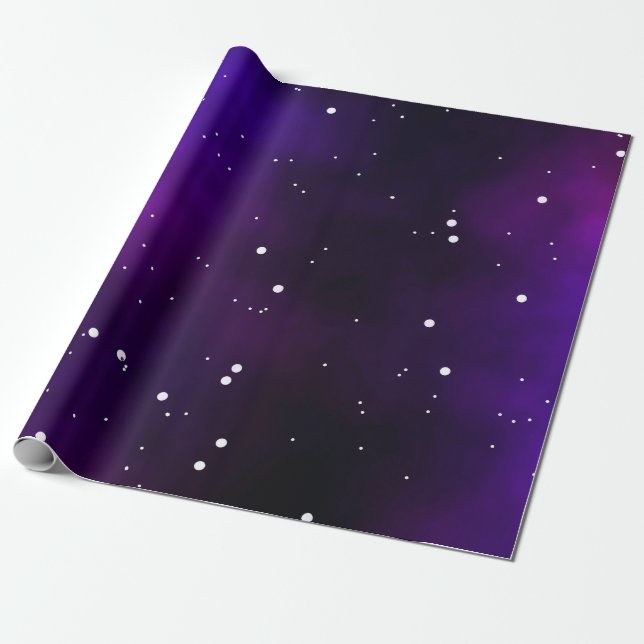 Papel De Regalo Ilustracion Purple Milkyway Galaxy NightSky (Desenrollado)