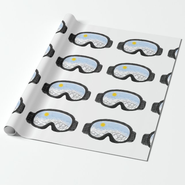 Papel De Regalo Ilustracion Ski Goggles Mountain View (Desenrollado)