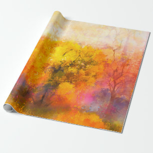 Papel De Regalo Ilustracion suave y colorido bosque otoñal. Resume