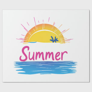 Papel De Regalo Ilustracion Sunset Summer Beach