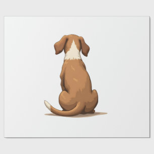 Papel De Regalo Ilustración Vintage de Perro Vista Posterior Tan y