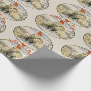 Papel De Regalo Ilustración Vintage de Santa Ama Cerdos