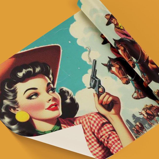 Papel De Regalo Ilustracion Vintage Pulp Cowgirl (Subido por el creador)