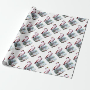 Papel De Regalo Ilustracion Vintage Puna Flamingo