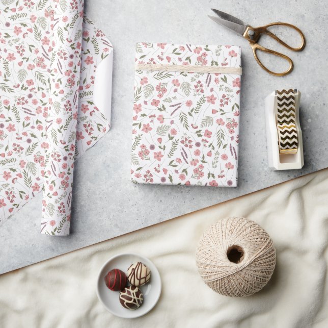 Papel de regalo ilustrado con flores silvestres -  (Artesanía)