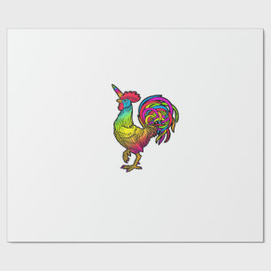 Papel De Regalo Imagen divertida de animal de pollo unicornio arco