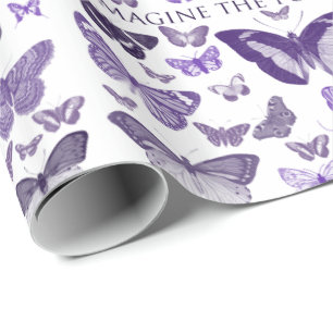Papel De Regalo Imagínese las mariposas de la púrpura de las