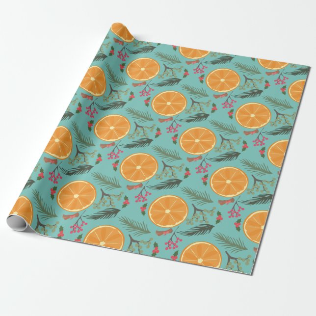 Papel De Regalo Impresión anaranjada de la guirnalda del navidad (Desenrollado)
