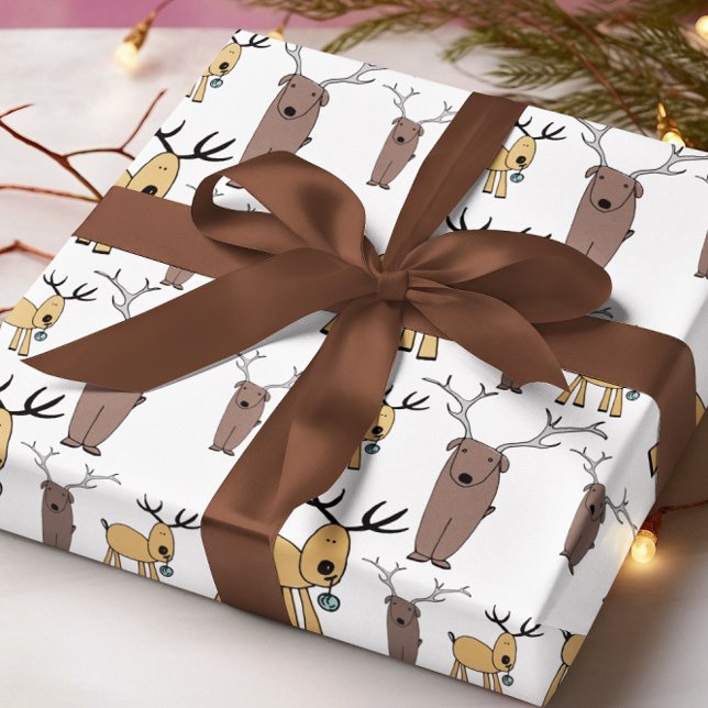 Papel De Regalo Impresión animal de Navidades de vacaciones de ren (Subido por el creador)