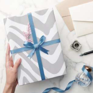 Papel De Regalo Impresión animal de rayas de cebra gris y blanco