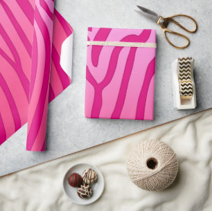 Papel De Regalo Impresión animal de rayas de cebra rosa y rosa