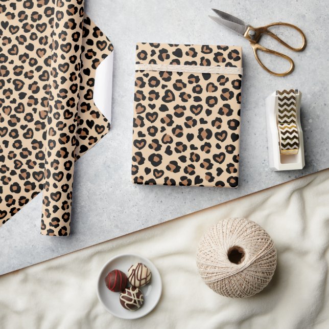 Papel De Regalo Impresión animal, leopardo marrón, puntos de chita (Artesanía)