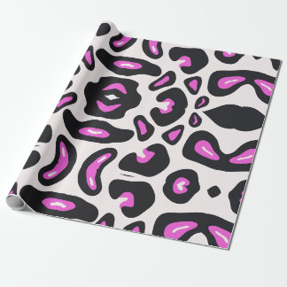 Papel De Regalo Impresión animal rosada de leopardo negro