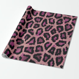Papel De Regalo Impresión animal rosada de leopardo negro