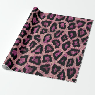 Papel De Regalo Impresión animal rosada de leopardo negro