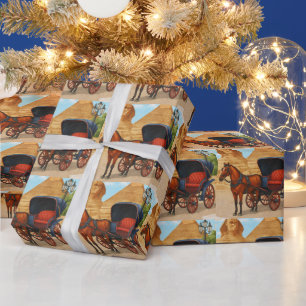 Papel De Regalo Impresión artística de carruaje de caballos del an