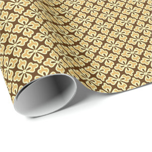 Papel De Regalo Impresión, caramelo y marrón florales del kimono