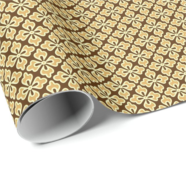 Papel De Regalo Impresión, caramelo y marrón florales del kimono (Esquina del rollo)