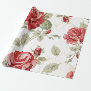 Papel De Regalo Impresión clásica roja del rosa y blanca