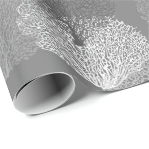 Papel De Regalo Impresión coralina de la fan, sombras de gris