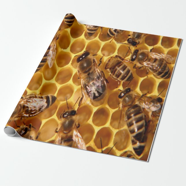 Papel De Regalo Impresión de abeja de miel (Desenrollado)