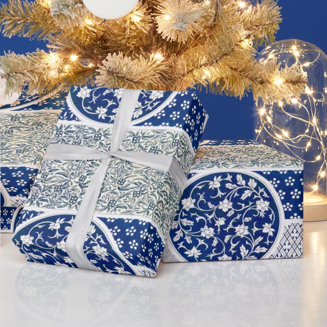 Papel De Regalo Impresión de adornos florales clásicos (Vacaciones)