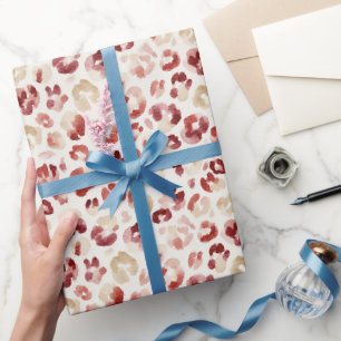 Papel De Regalo Impresión de animal leopardo crema roja