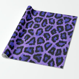 Papel De Regalo Impresión de animal morado azul de leopardo negro