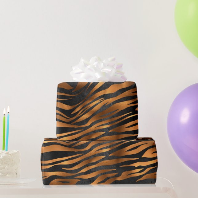 Papel De Regalo Impresión de animal negro de cobre tigre (Regalos de fiesta)