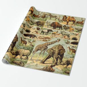Papel De Regalo Impresión de animal vintage vida silvestre african